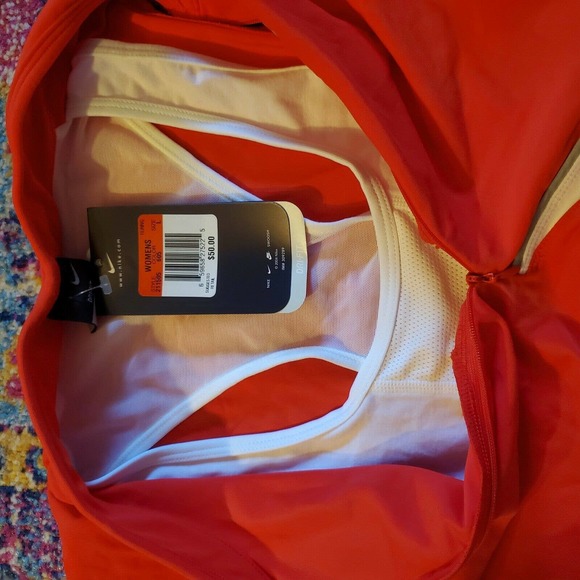 nike running top large red 211505 w pocket lined dri-fit work out - Picture 6 of 8